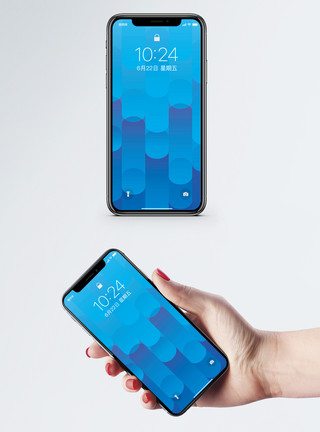 圆形心形素材创意蓝色手机壁纸模板