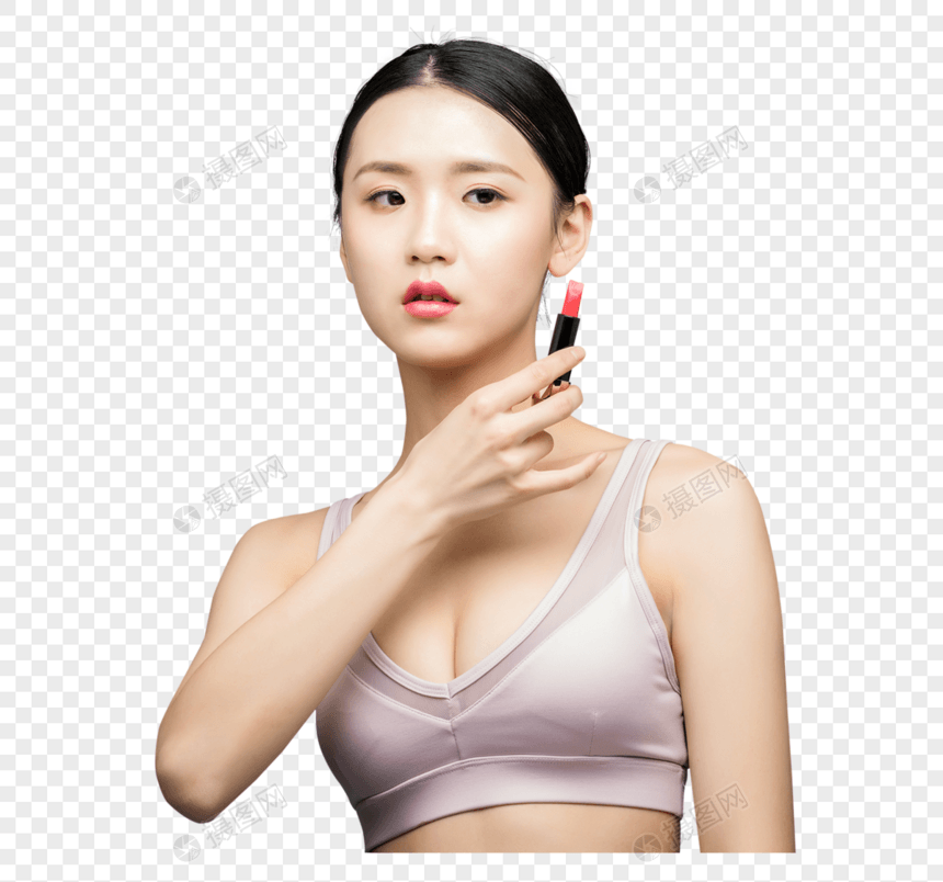 性感美女涂口红图片