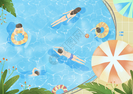 游泳池照明夏日游泳池插画插画