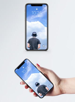 云彩天空仰望天空的人手机壁纸模板