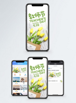 康乃馨花卉教师节手机海报配图模板