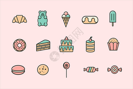翻糖饼干甜点图标插画