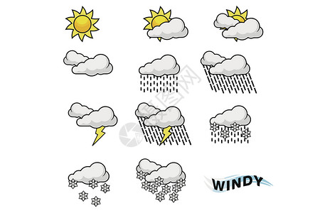 多云转雷阵雨天气图标插画