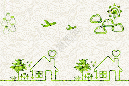 低碳漫画素材低碳环保绿色生活设计图片