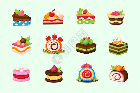 草莓布丁甜品蛋糕图标插画