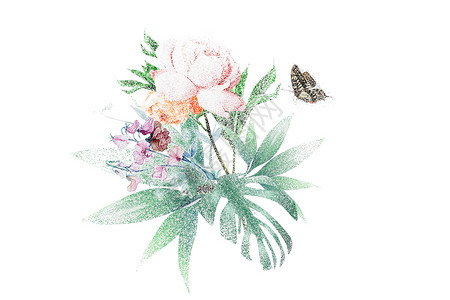 花卉植被装饰画点绘创意插画插画