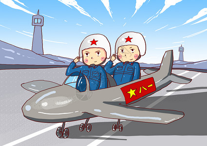 建党节空军战士和飞机高清图片