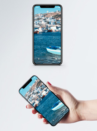 港口安全爱琴海的小船手机壁纸模板