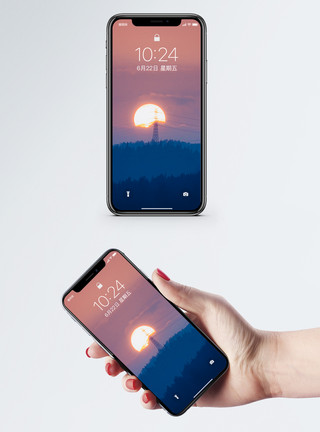 电线设备日出日落手机壁纸模板