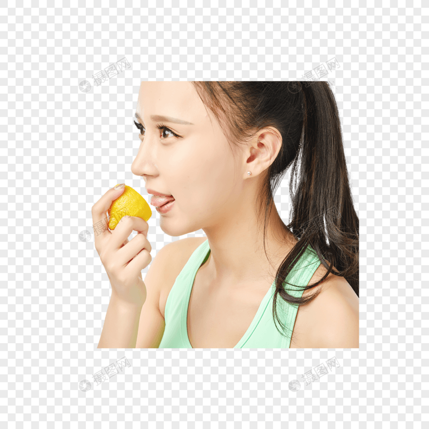 青年女性与柠檬图片