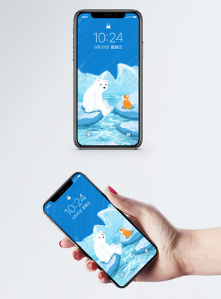 冰川索道白熊手机壁纸模板