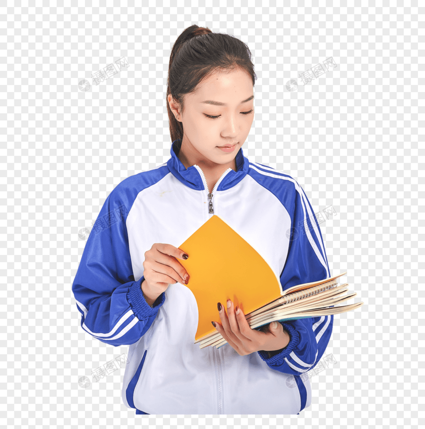 女高中生抱着书本形象图片