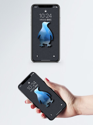 动物剪影企鹅手机壁纸模板