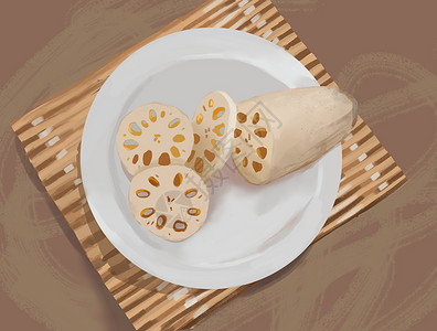 夏季食品藕插画