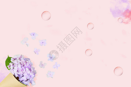 紫色绣球花花瓣七夕背景设计图片
