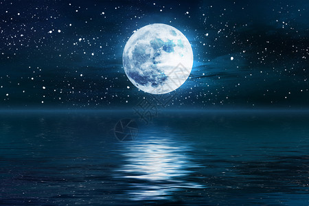 夜晚的浪漫圆月设计图片