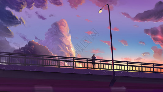 果子沟大桥傍晚的风插画