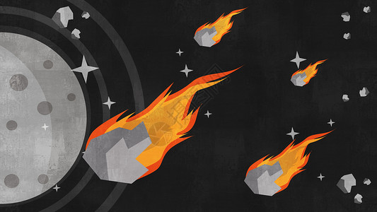 陨石与卫星相撞天体插画高清图片