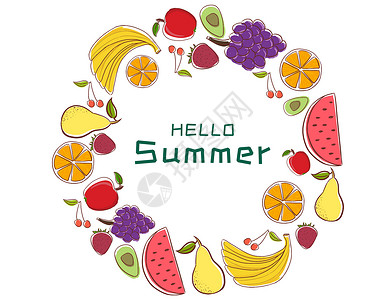 水果商标夏天水果插画