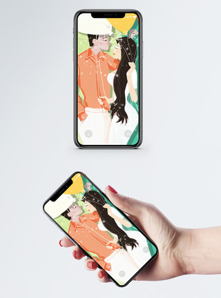 拥抱在一起情侣爱情手机壁纸模板