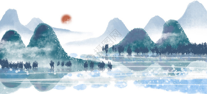 中国风山水背景背景图片