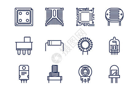 二极管芯片硬件图标插画