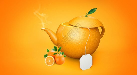 橘子图片创意养生茶设计图片