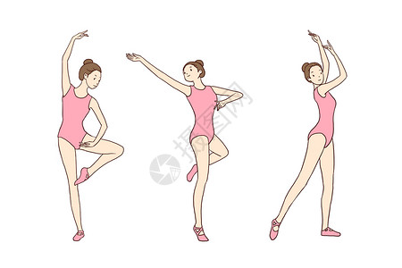 女孩拉伸体操跳舞的女孩插画