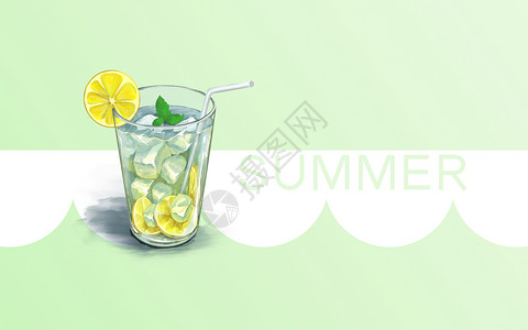 遮阳清新柠檬背景设计图片