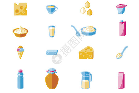 鸡蛋水杯牛奶食物图标插画