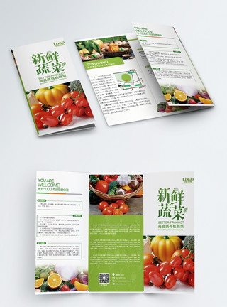 青椒蔬菜新鲜蔬菜三折页模板
