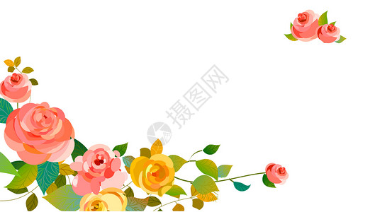 玫瑰花纹花环设计素材高清图片