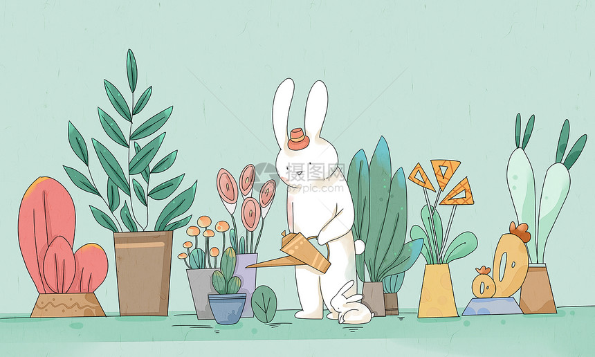 兔子儿童插画图片
