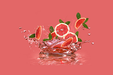 鲜榨果汁素材夏日创意西柚汁设计图片