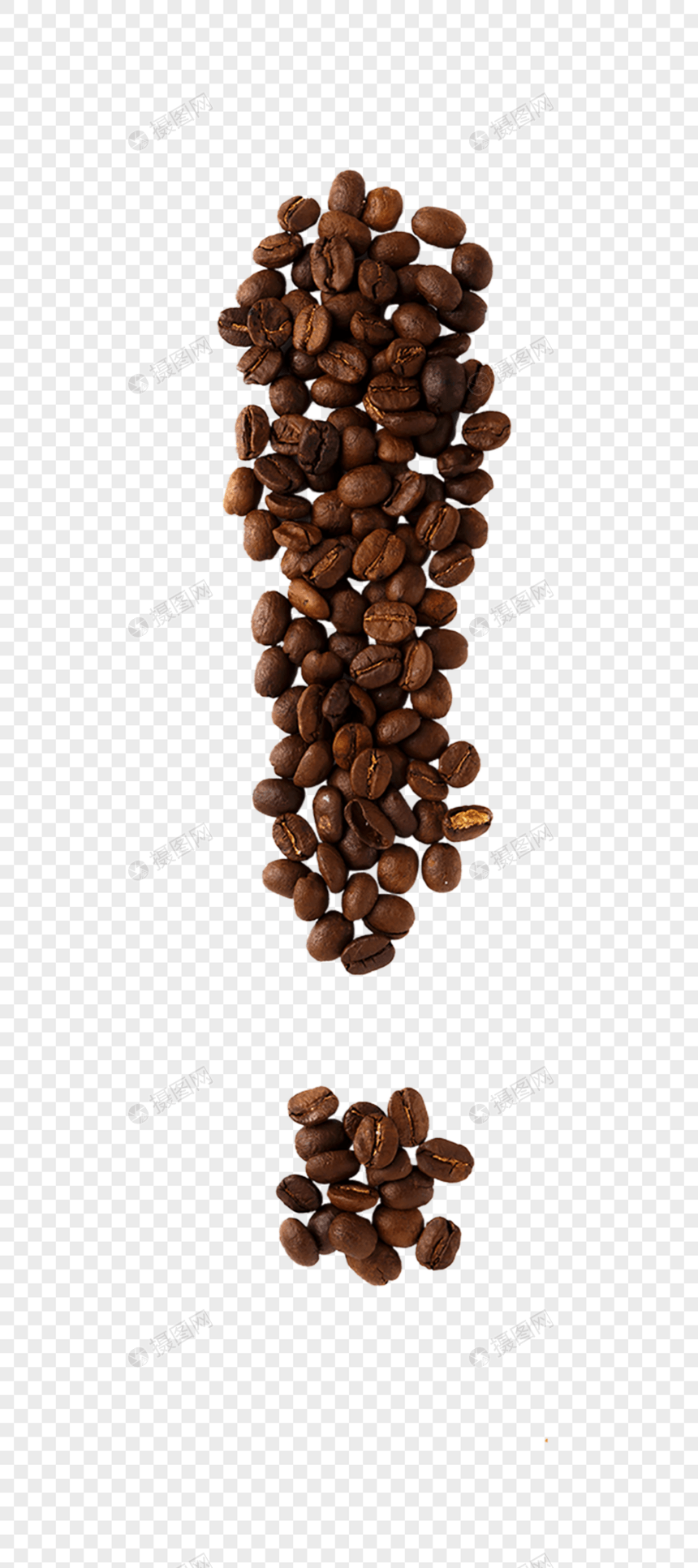 白背景上的咖啡豆感叹号图片