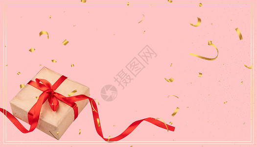 七夕节海报背景创意蝴蝶结礼物设计图片
