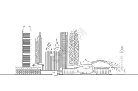 重庆城市建筑重庆地标都市线稿插画