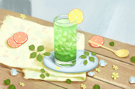 饮品水果夏季创意插画插画