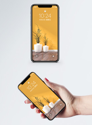 黄色墙壁清新家居手机壁纸模板