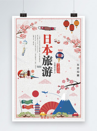 日本富士山樱花日本旅游海报模板