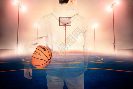 炫酷篮球透视背影光芒高清图片素材