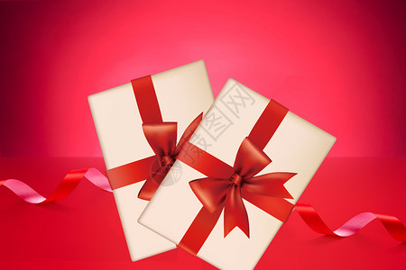 红色节日礼物盒背景图片