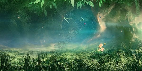 梦幻森林背景色彩高清图片素材