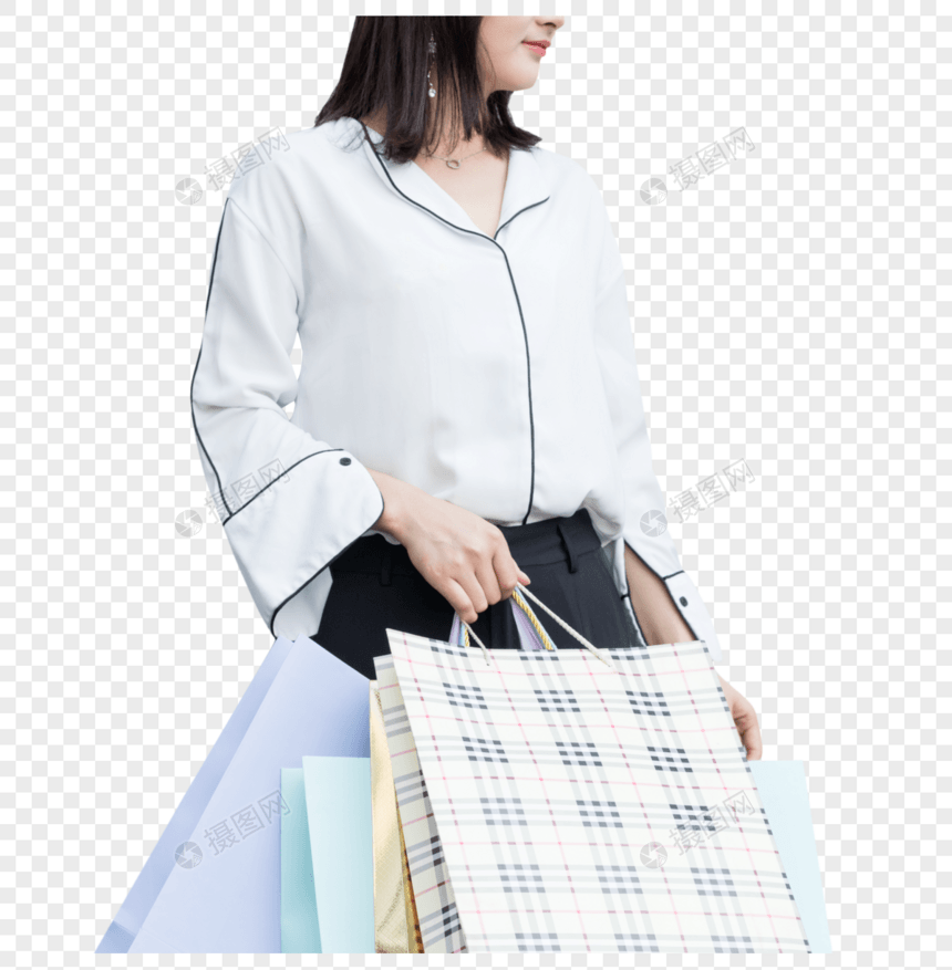 逛街购物拎着购物袋的手图片