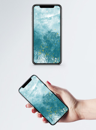 小清新山水装饰画中国风风景手机壁纸模板
