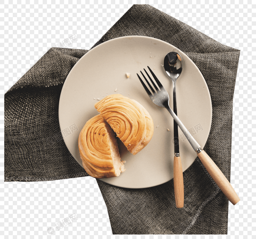 餐补面包与刀叉图片