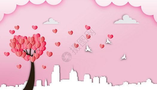 情侣热气球浪漫爱心场景设计图片