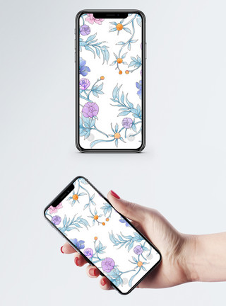 花卉元素背景小清新花朵手机壁纸模板