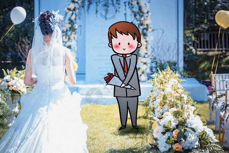 婚礼现场创意摄影插画背景图片