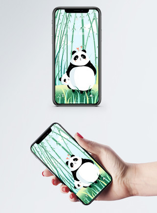 大熊猫卡通可爱熊猫父子手机壁纸模板